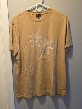 Express Tan Short-Sleeve Palm Tree Graphic Tee
